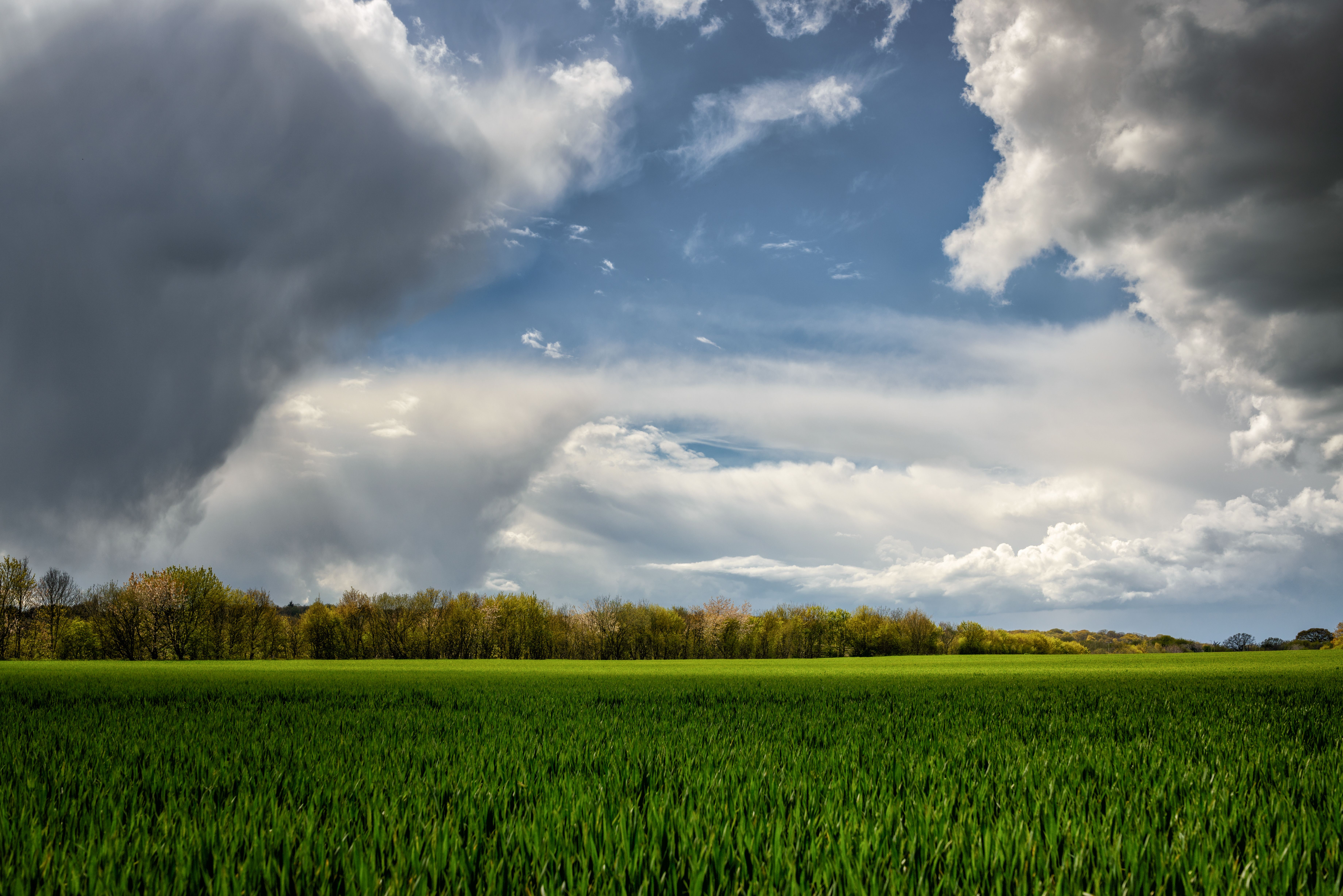 Wolken boven een veld